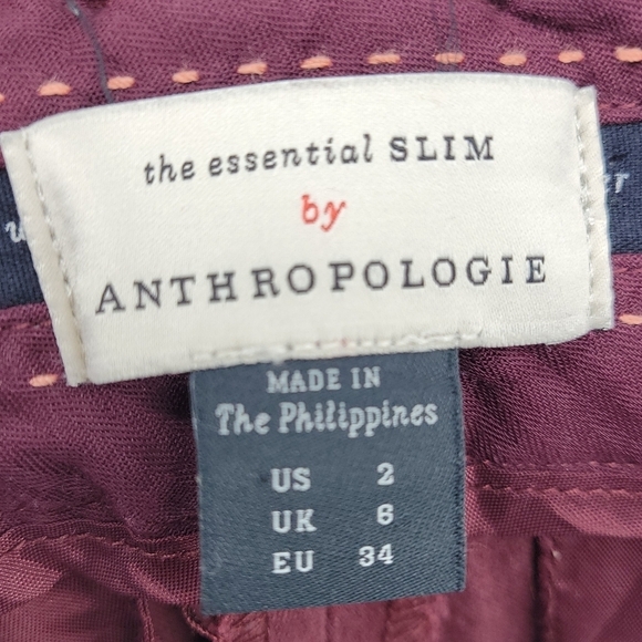 Anthropologie The Essential Slim Trousers Red Ankle Crop Pant Size 2 - Picture 6 of 11